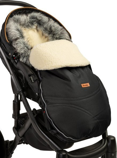 Qese gjumi për karrocë Sensillo Eskimo, 100x46 cm, lesh, e zezë