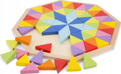 Puzzle druri New Classic Toys Wooden Octagon, gjeometrik, me ngjyra