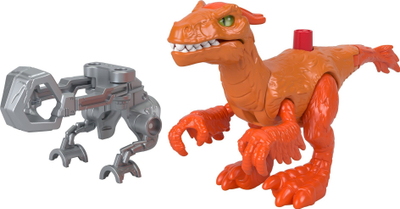 Lodër figurë Imaginext Jurassic World Atrociraptor Tiger, që lëviz me nyje, me harness, portokalli