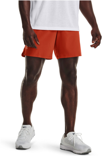 Pantallona të shkurtra vrapimi Under Armour Speedpocket Men, xhep i sigurt, material që thahet shpejt, portokalli