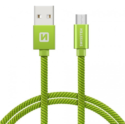 Kabllo USB Swissten Textile, USB në Micro USB, 2m, 3A, gri