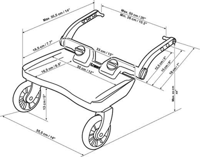 Platformë ride-on për karrocë Lascal BuggyBoard Mini, deri 22 kg, universale, e zezë