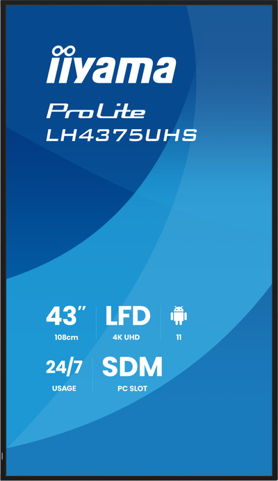 Monitor profesional Iiyama ProLite LH4375UHS-B2AG, 43", 4K UHD, Wi-Fi, i zi
