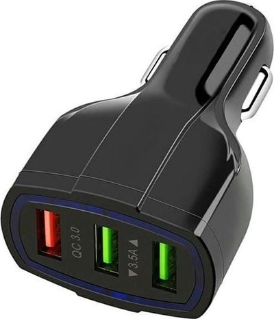 Karikues veture USB QC3.0, 3x USB, 3.1A, me kabllo microUSB, i zi