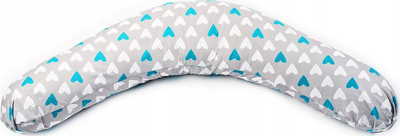 Jastëk shtatzënie Sensillo Pregnancy Pillow Croissant XL, 180x35 cm, pambuk, me zemra ngjyrë turkeze