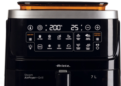 Fritezë ajri Ariete Steam Air Fryer Grill 4636, 7L, 1700W, kontroll me prekje, gri