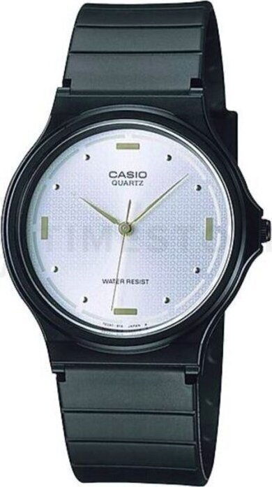Orë dore Casio MQ76 7A, analoge, me rrip rezine, e zezë