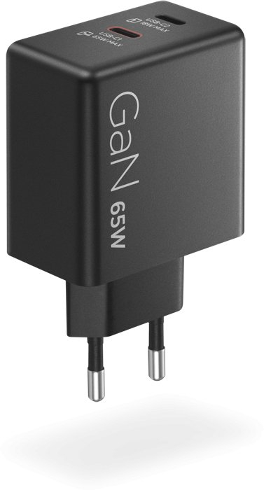 Полнач USB C Lenovo Dual 65W GaN, 2 порти USB C, црн