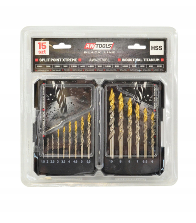 Set stërvitash për metal Awtools AW42570BL Black Line, 15 copë, HSS TiN