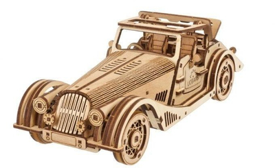 Puzzle druri 3D UGEARS Sports Car Rapid Mouse, model veture sportive, sistem me dy motorë, ngjyrë druri natyrale