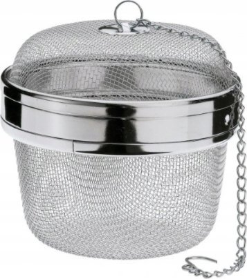 Infuzor çaji Brunbeste BB-1184, çelik inox, me sitë metalike, argjendtë