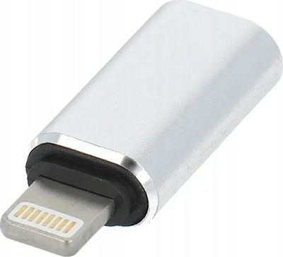 Adapter USB OEM Lightning (mashkull) në USB‑C (femër), metalik, argjendtë