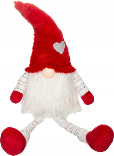 Figurë dekorative pelushi FÉÉRIC Scandinavian Santa, 64 cm, kuqe e bardhë