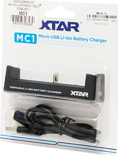 Karikues baterish Xtar MC1, USB C, për 18650 dhe 21700, i zi