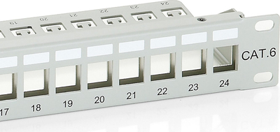 Patch panel Equip Keystone, 24 porte, Cat.6 Shielded, gri e çelët