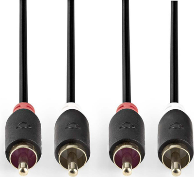 Стерео аудио кабел Nedis, 2x RCA машки на 2x RCA машки, 2m, антрацит