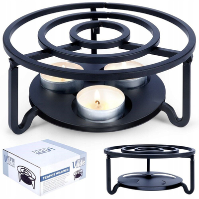 Ngrohës për qiri Heat Candle Heater, bazë metalike, për çajnikë dhe fondue, argjendtë