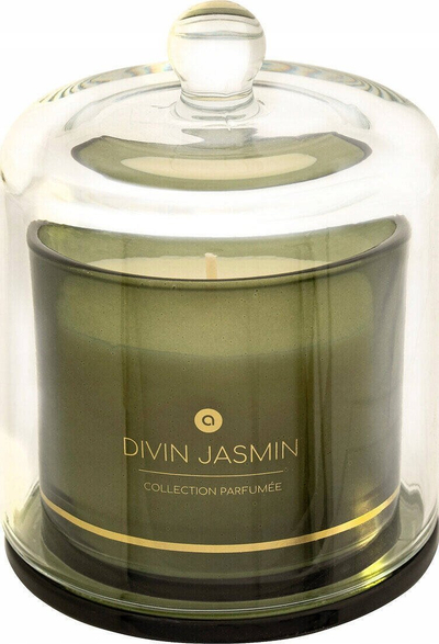 Qiri me aromë Atmosphera Divin Jasmin, 240g, me kapak xhami, jeshil