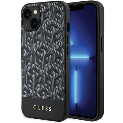 Kllëf telefoni Guess G Cube MagSafe për iPhone 15, lëkurë PU, i zi