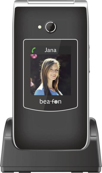 Telefoni me kapak Bea-Fon SL645, 2.8", 3Mpx, zi me argjend