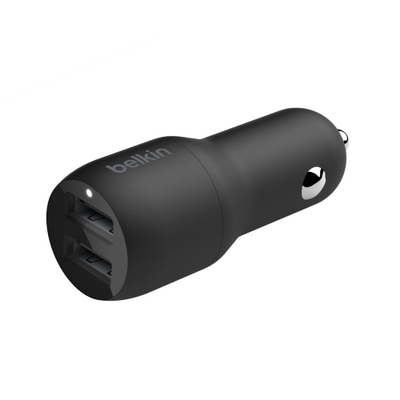Karikues për veturë Belkin Boost Charge Dual USB-A 24W + kabllo USB-A - USB-C, i zi