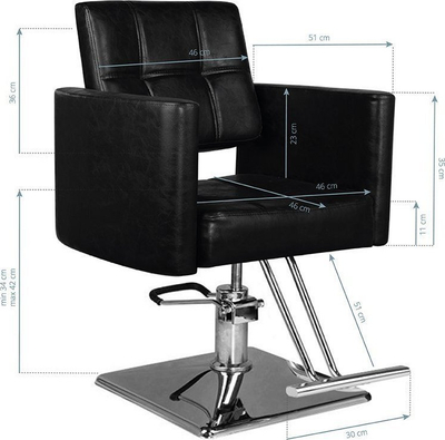 Karrige parukerie Activeshop AC129886, lëkurë artificiale, ngritje hidraulike, e zezë
