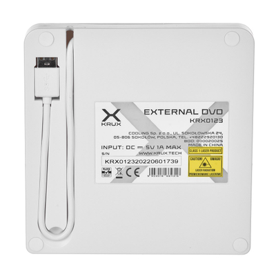 Disk DVD i jashtëm KRUX, USB 2.0, 8x regjistrim/lexim, i bardhë