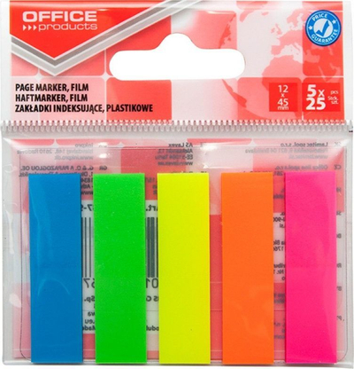 Letra ngjitëse Office Products, 12 x 45 mm, 5 x 25 copë, shumëngjyrëshe