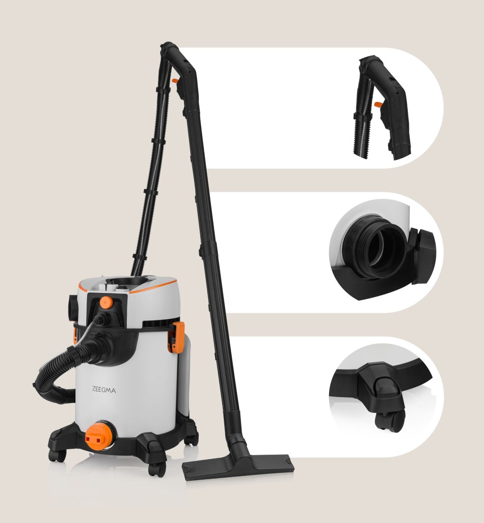 Fshesë larëse CleanMaxx, 1400W, depozitë 20L, gri e zezë 6
