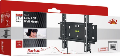 Mbajtëse muri për TV Barkan E20 Fixed, deri 37", 40kg, e zezë