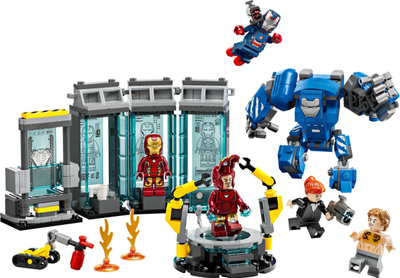 Set LEGO Marvel Laboratori i Iron Man, salla e armaturave, laborator ndërtimi, shumë figura, me ngjyra