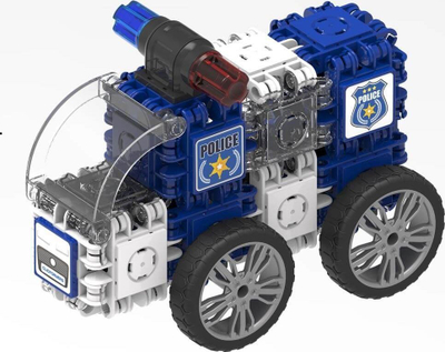 Set ndërtimi Clicformers Police Set, 72 copë, 7 në 1, blu e bardhë