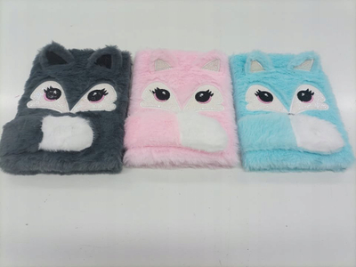 Ditar plush Notes Fox Diary A5, me vija katrore, shumëngjyrësh