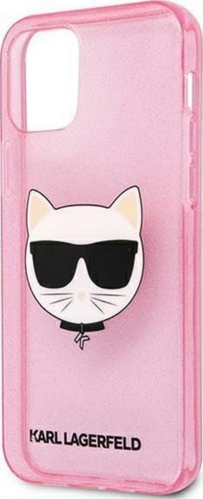 Mbrojtëse Karl Lagerfeld Choupette Head Collection për iPhone 12 mini, rozë