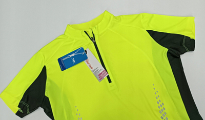 Bluzë çiklizmi YKK Cycling me zinxhir, material teknik, verdhë neoni me të zezë