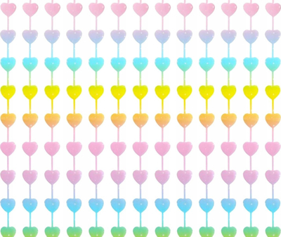 Perde zbukuruese Go Party Macaron Hearts, me zemra pastel, 100x200 cm, shumëngjyrëshe