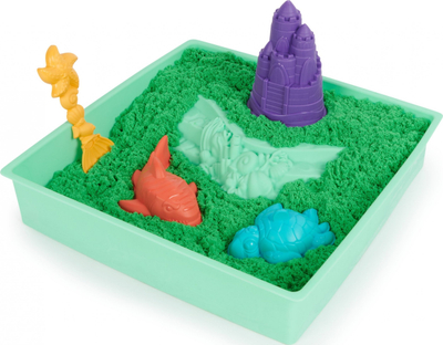 Set rërë kinetike Spin Master Kinetic Sand Sandbox, tabaka lojnash, ngjyrë e gjelbër