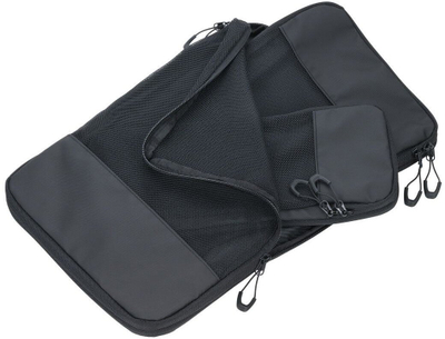 Set qese kompresuese për udhëtime Troika BLACK PACKING CUBES, 3 copë, material poliester, ngjyrë e zezë