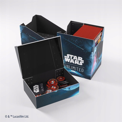 Kuti kartash Gamegenic Star Wars Unlimited Soft Crate Darth Vader, për 1 kuvertë, me kuti zhetonash, me dizajn Darth Vader