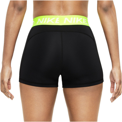 Спортски шорц Nike Pro 365 3", за жени, еластичен, црн со зелен појас