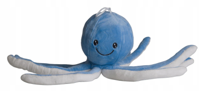 Lodër pelushi oktapod, 35 cm, për foshnja, blu