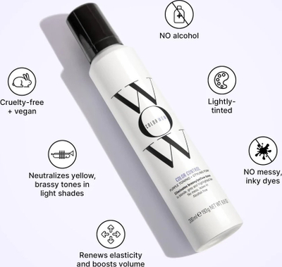 Shkumë flokësh Color Wow Color Control Purple, për ton flokësh bjonde, 200 ml, ngjyrë vjollcë