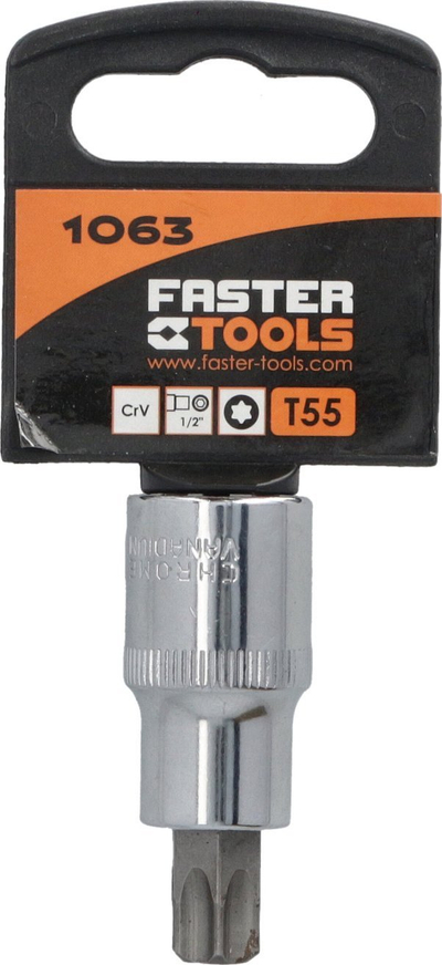 Bit çelës Torx Faster Tools T45, 1/2", CR-V, ngjyrë metali