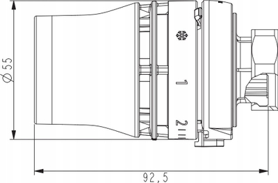 Kokë termostatike Danfoss Redia 3338, lidhje M30x1.5, me sensor lëngu, e bardhë