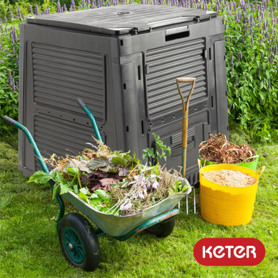 Kompostier kopshti Keter Garden E-composter 47/23, 470L, me qëndrim, i zi