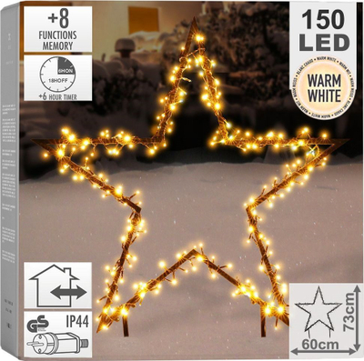 Drita dekorative LED në formë ylli, 150 LED, 60 cm, kornizë e zezë