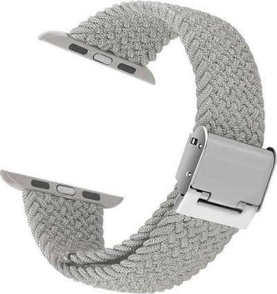 Rrip dore Crong Wave Band Braided për Apple Watch 38/40/41 mm, stof i endur, gri e çelët