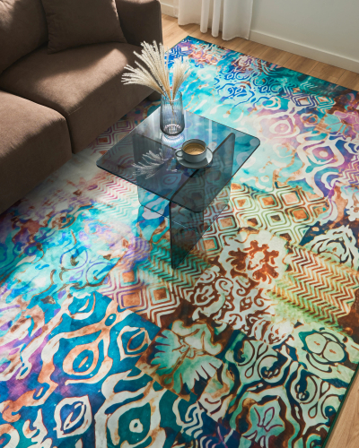 Tapet Beliani GEBZE, 140x200 cm, poliester, blu multikolor