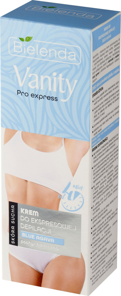 Krem për heq qimet e trupit Bielenda Vanity Pro Express Blue Agava, për lëkurë të thatë, 75 ml, blu