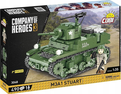 Set ndërtimi COBI Company of Heroes 3 M3A1 Stuart, 490 copa, shkallë 1:35, jeshile ushtarake